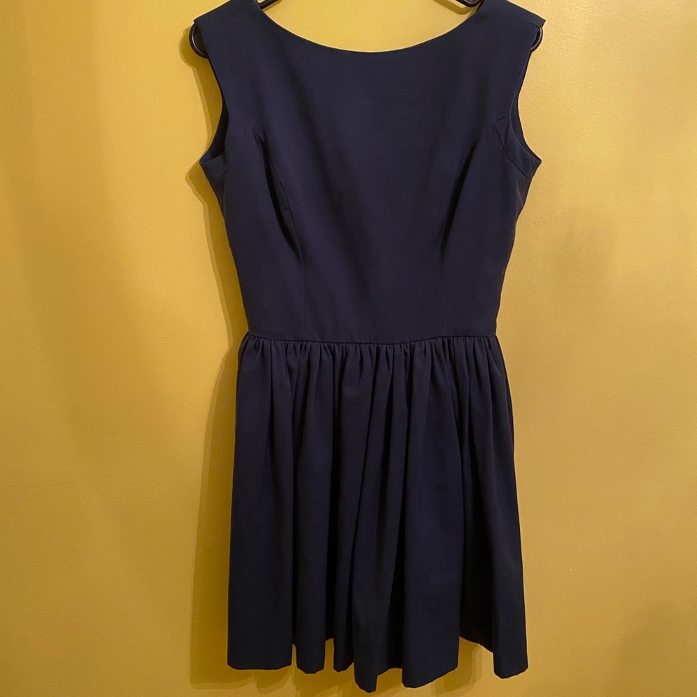 Contrarian Women’s V Neck Sleeveless Fit N Flare Knee Length Dress Blue Size 6